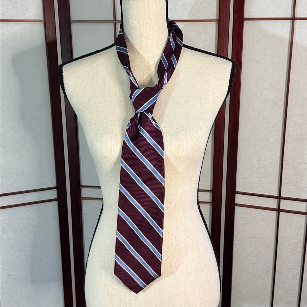 Brooks Brothers Burgundy and Light Blue Striped Tie